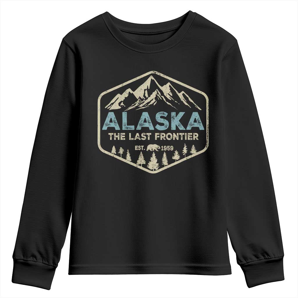Vintage Alaska The Last Frontier Youth Sweatshirt Retro Alaskan Bear Mountain Souvenir - Wonder Print Shop