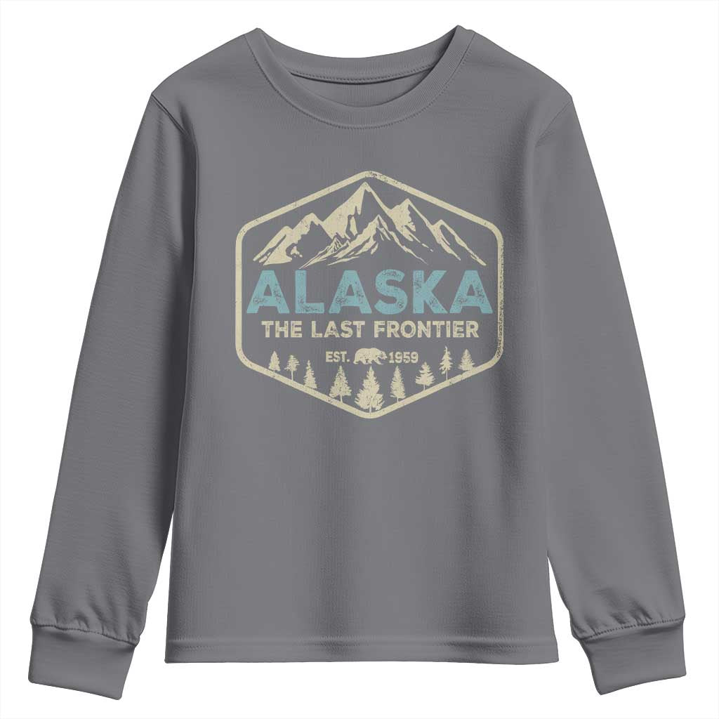 Vintage Alaska The Last Frontier Youth Sweatshirt Retro Alaskan Bear Mountain Souvenir - Wonder Print Shop