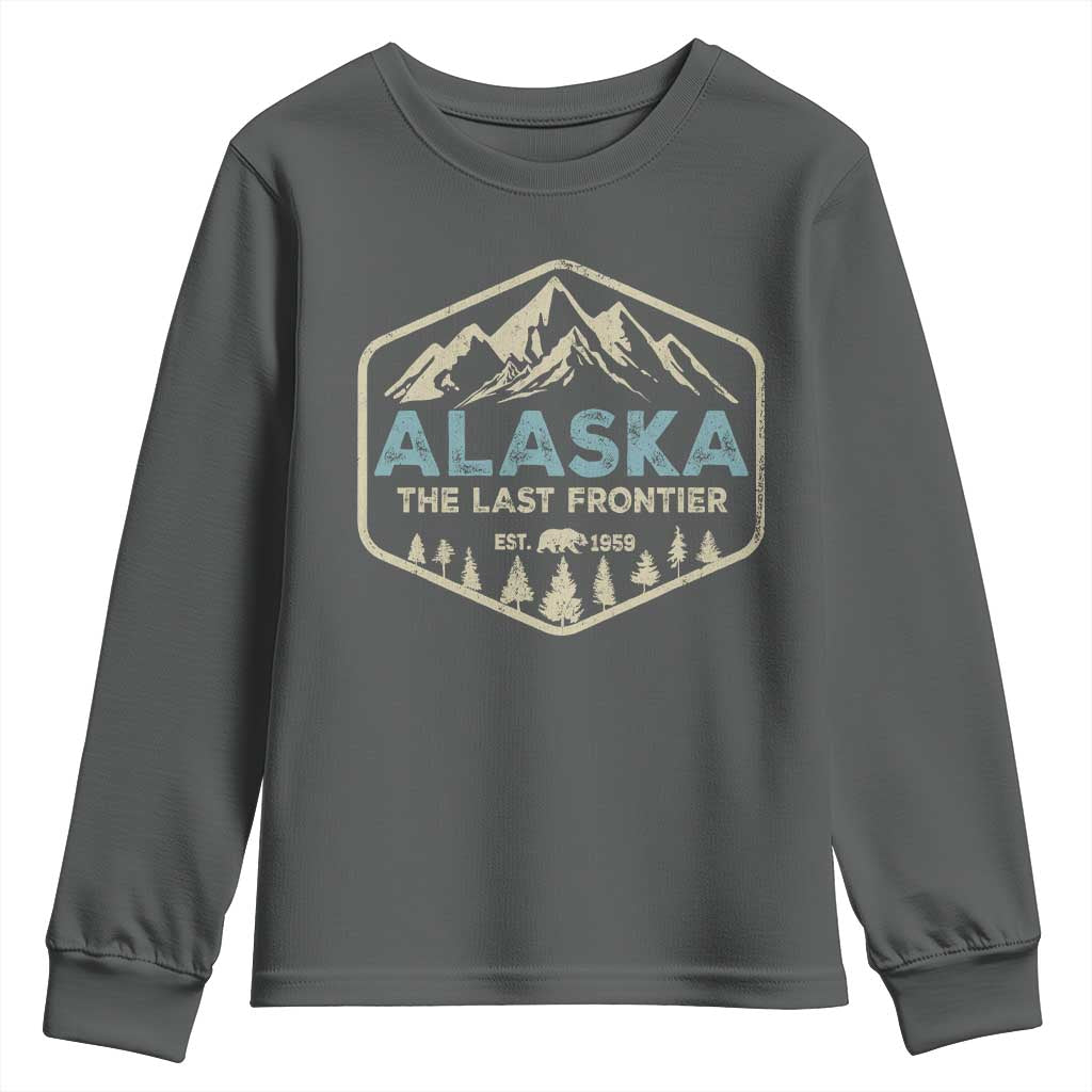 Vintage Alaska The Last Frontier Youth Sweatshirt Retro Alaskan Bear Mountain Souvenir - Wonder Print Shop