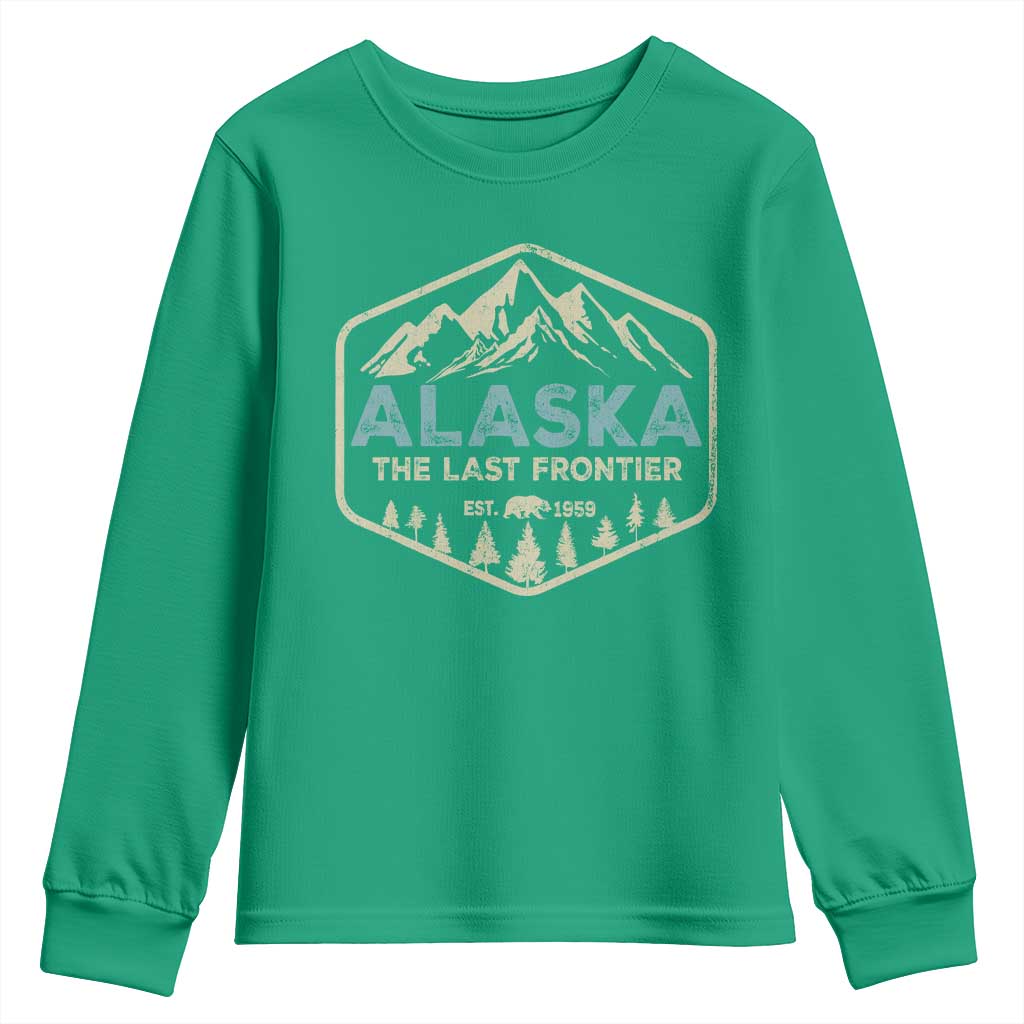 Vintage Alaska The Last Frontier Youth Sweatshirt Retro Alaskan Bear Mountain Souvenir - Wonder Print Shop