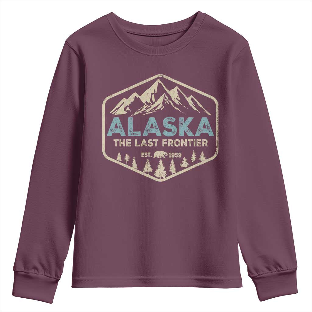 Vintage Alaska The Last Frontier Youth Sweatshirt Retro Alaskan Bear Mountain Souvenir - Wonder Print Shop