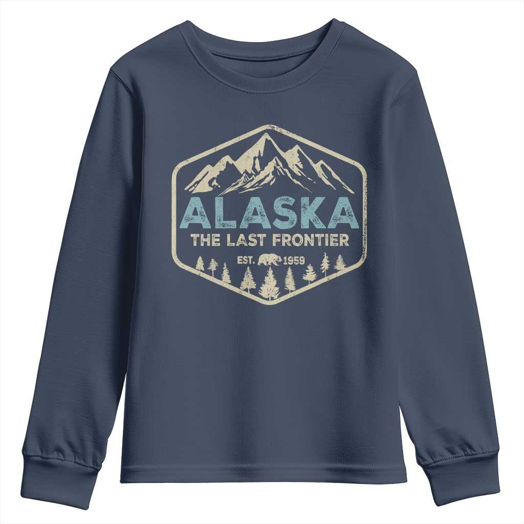 Vintage Alaska The Last Frontier Youth Sweatshirt Retro Alaskan Bear Mountain Souvenir - Wonder Print Shop