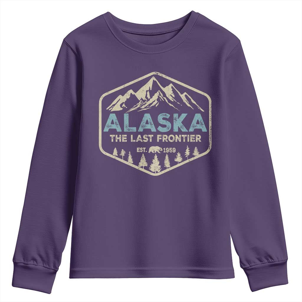 Vintage Alaska The Last Frontier Youth Sweatshirt Retro Alaskan Bear Mountain Souvenir - Wonder Print Shop