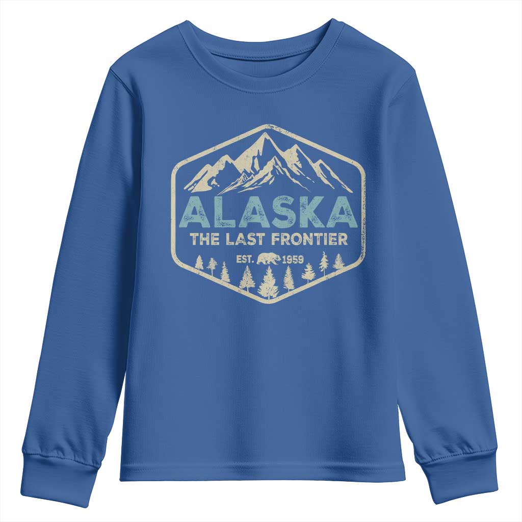 Vintage Alaska The Last Frontier Youth Sweatshirt Retro Alaskan Bear Mountain Souvenir - Wonder Print Shop
