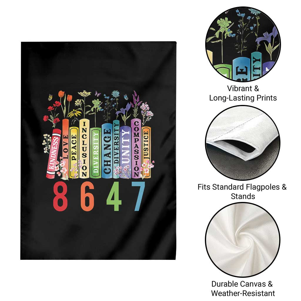Retro 8647 Garden Flag Equal Rights Book Flower Feminist Women Rights - Wonder Print Shop