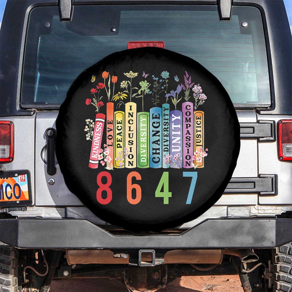 Retro 8647 Spare Tire Cover Equal Rights Book Flower Feminist Women Rights