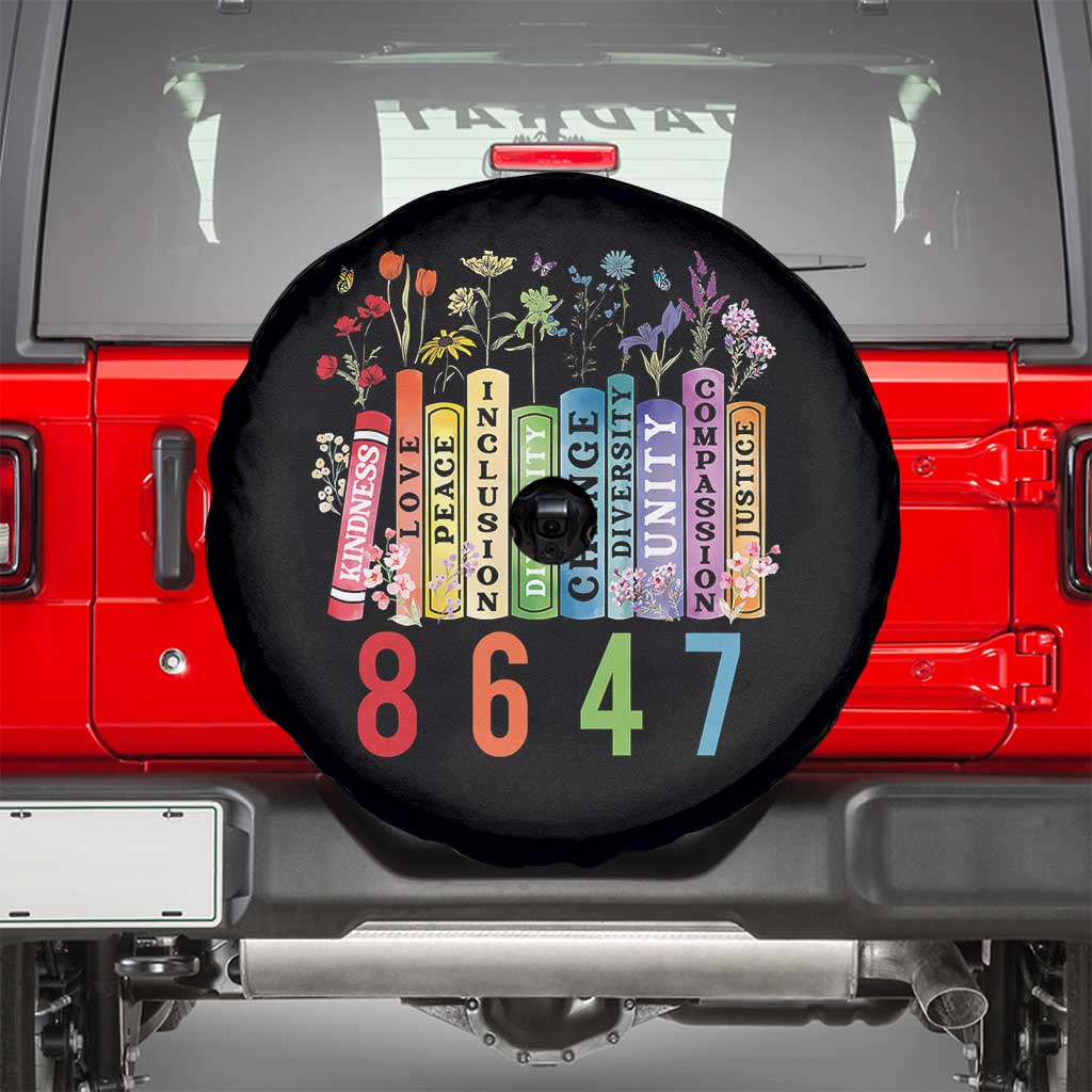 Retro 8647 Spare Tire Cover Equal Rights Book Flower Feminist Women Rights