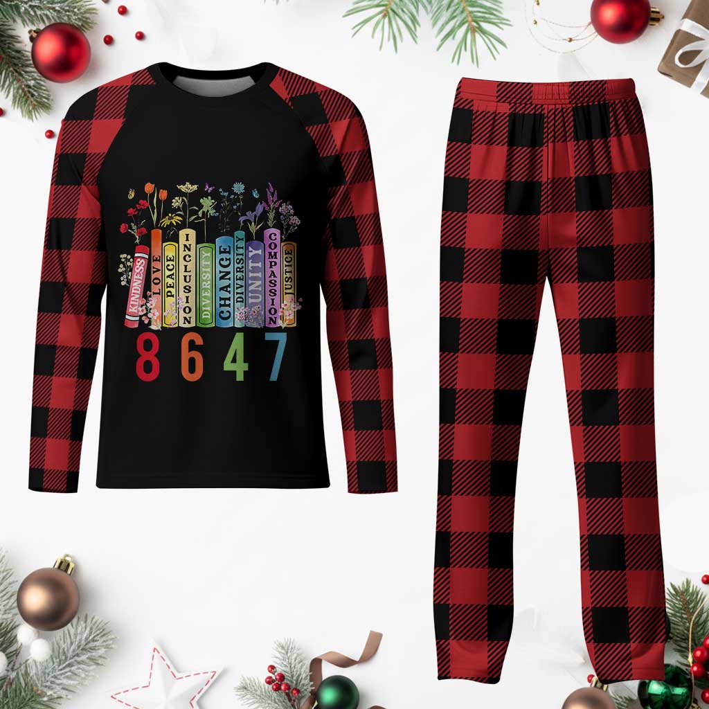 Retro 8647 Plaid Pajama Set Equal Rights Book Flower Feminist Women Rights - Wonder Print Shop