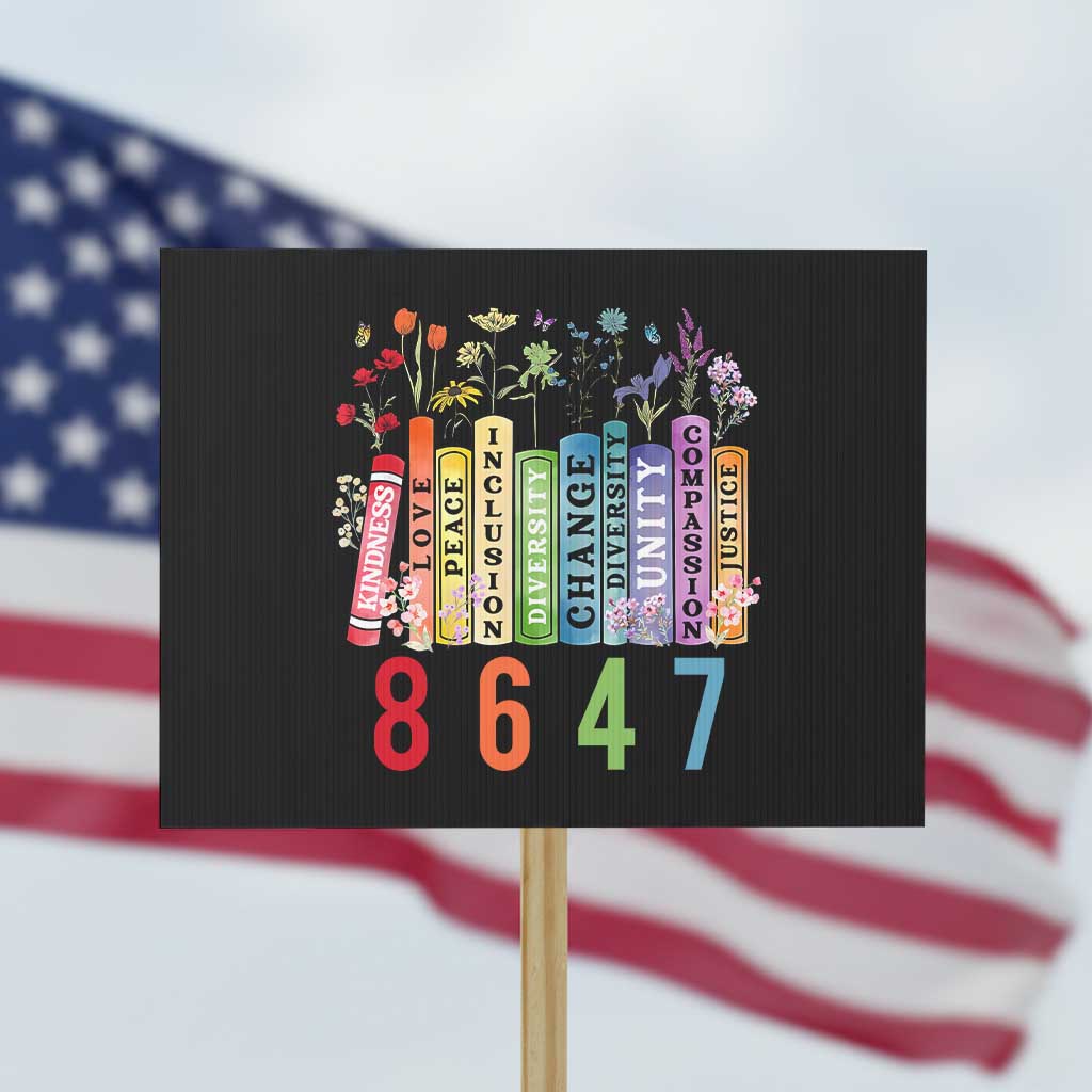 Retro 8647 Protest Sign Equal Rights Book Flower Feminist Women Rights - Wonder Print Shop