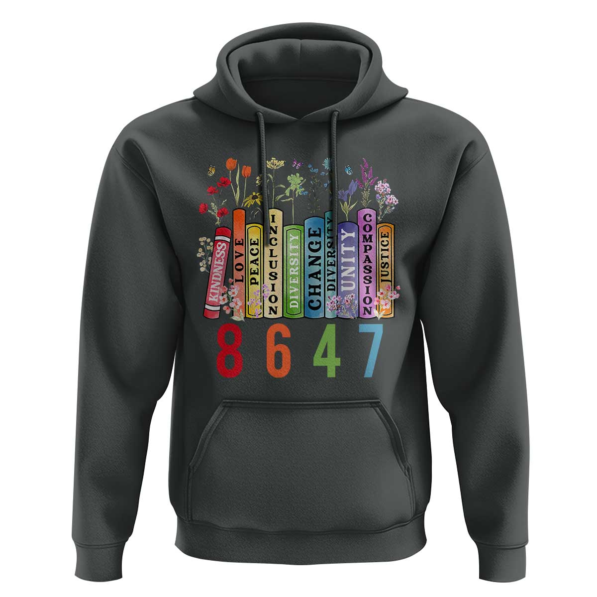 Retro 8647 Hoodie Equal Rights Book Flower Feminist Women Rights