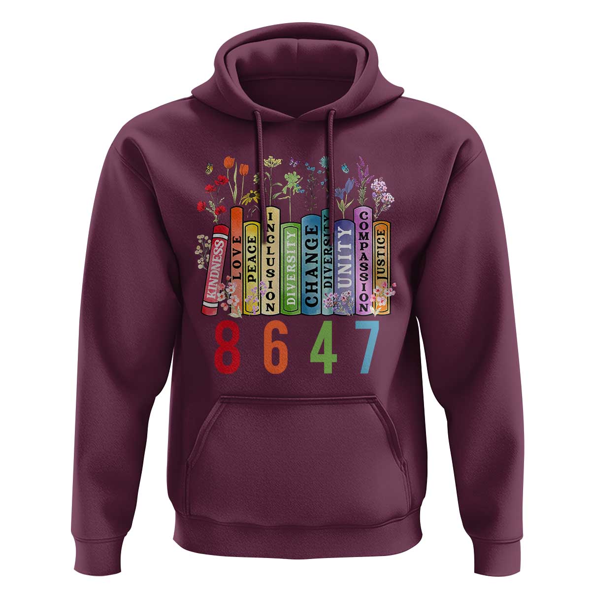 Retro 8647 Hoodie Equal Rights Book Flower Feminist Women Rights