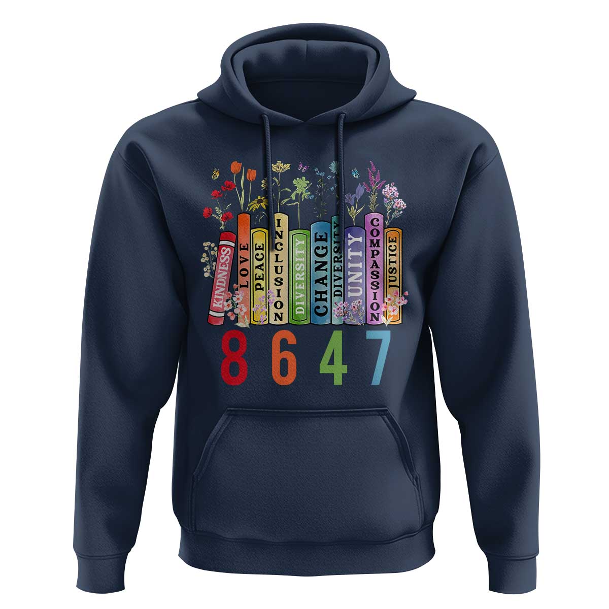 Retro 8647 Hoodie Equal Rights Book Flower Feminist Women Rights