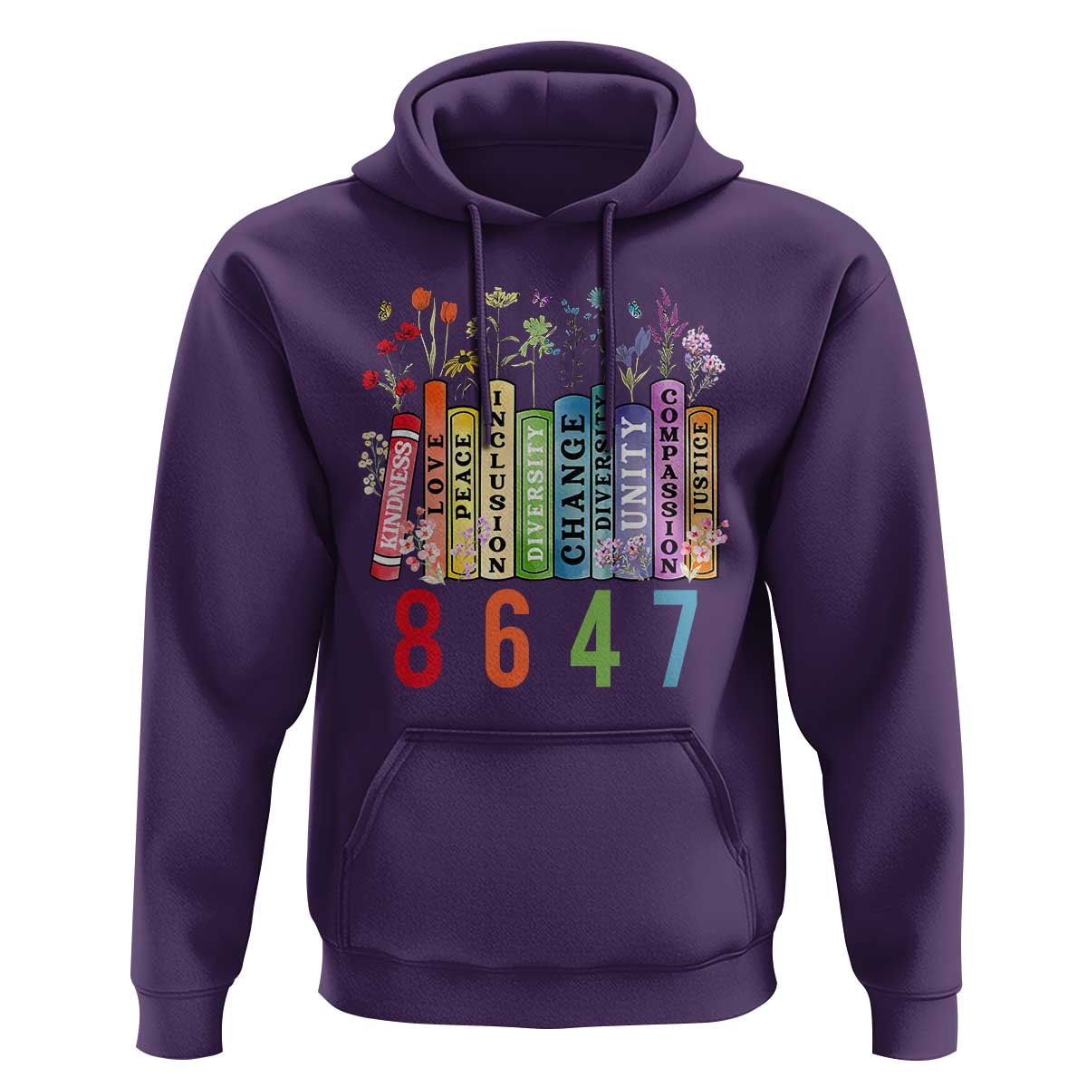 Retro 8647 Hoodie Equal Rights Book Flower Feminist Women Rights