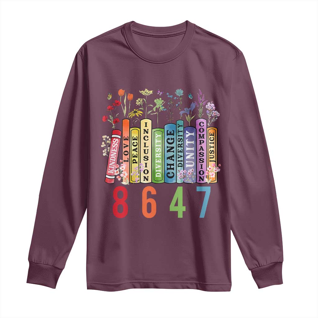 Retro 8647 Long Sleeve Shirt Equal Rights Book Flower Feminist Women Rights