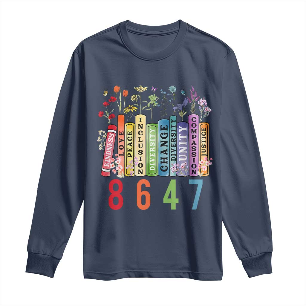 Retro 8647 Long Sleeve Shirt Equal Rights Book Flower Feminist Women Rights