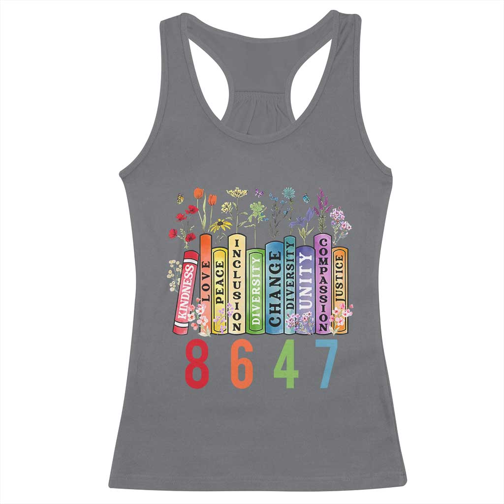Retro 8647 Racerback Tank Top Equal Rights Book Flower Feminist Women Rights
