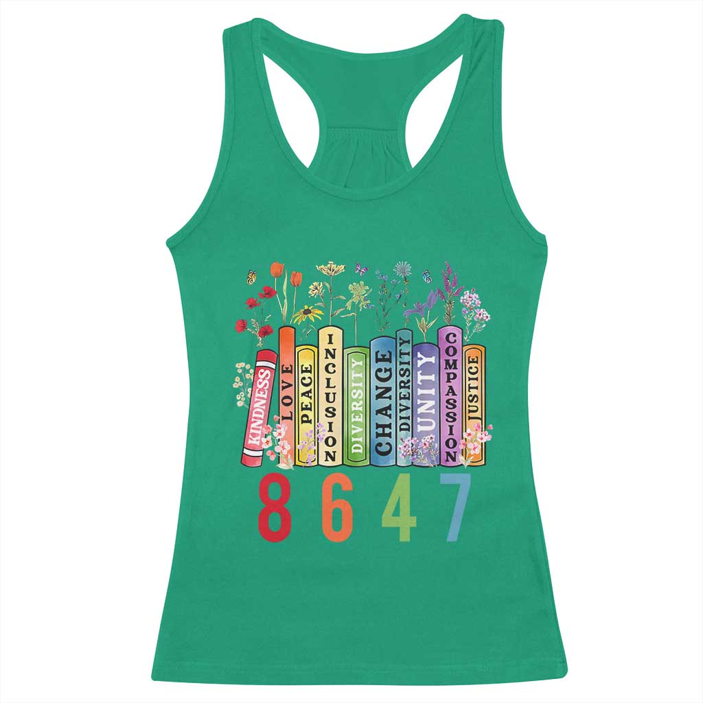 Retro 8647 Racerback Tank Top Equal Rights Book Flower Feminist Women Rights