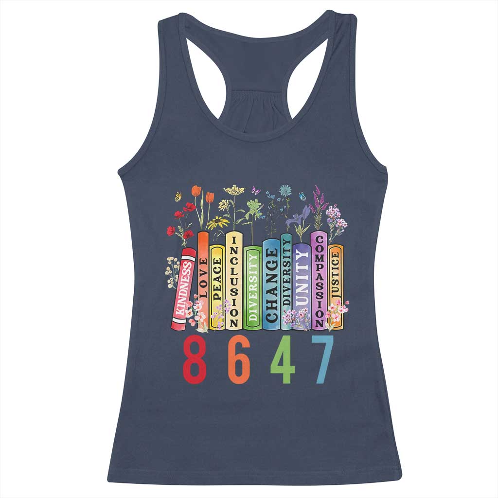 Retro 8647 Racerback Tank Top Equal Rights Book Flower Feminist Women Rights