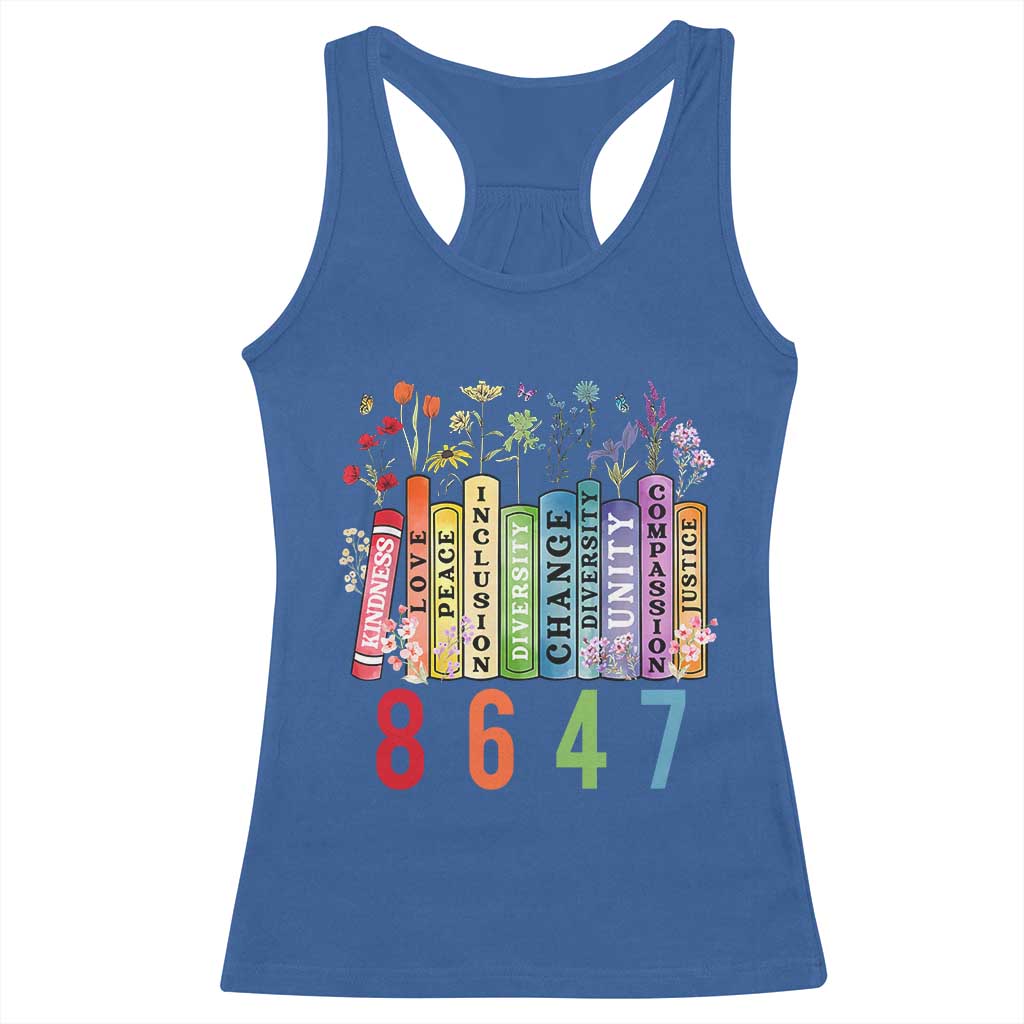 Retro 8647 Racerback Tank Top Equal Rights Book Flower Feminist Women Rights