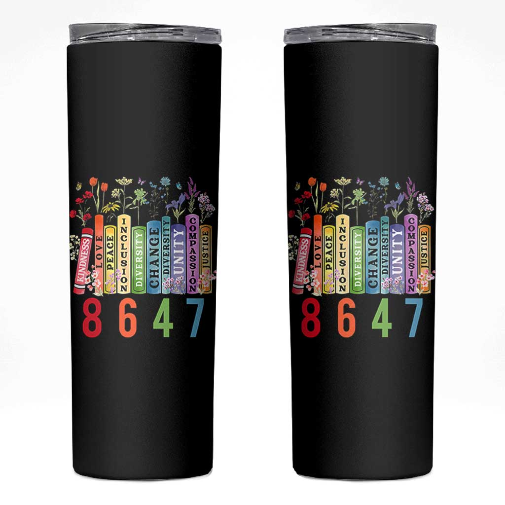 Retro 8647 Skinny Tumbler Equal Rights Book Flower Feminist Women Rights