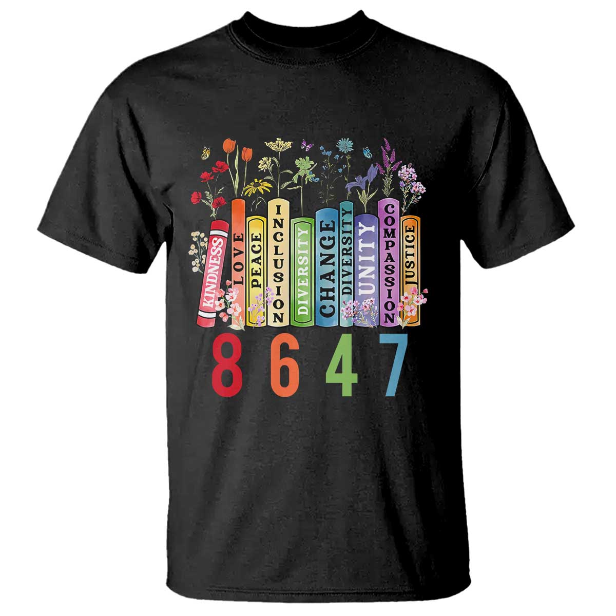 Retro 8647 T Shirt Equal Rights Book Flower Feminist Women Rights