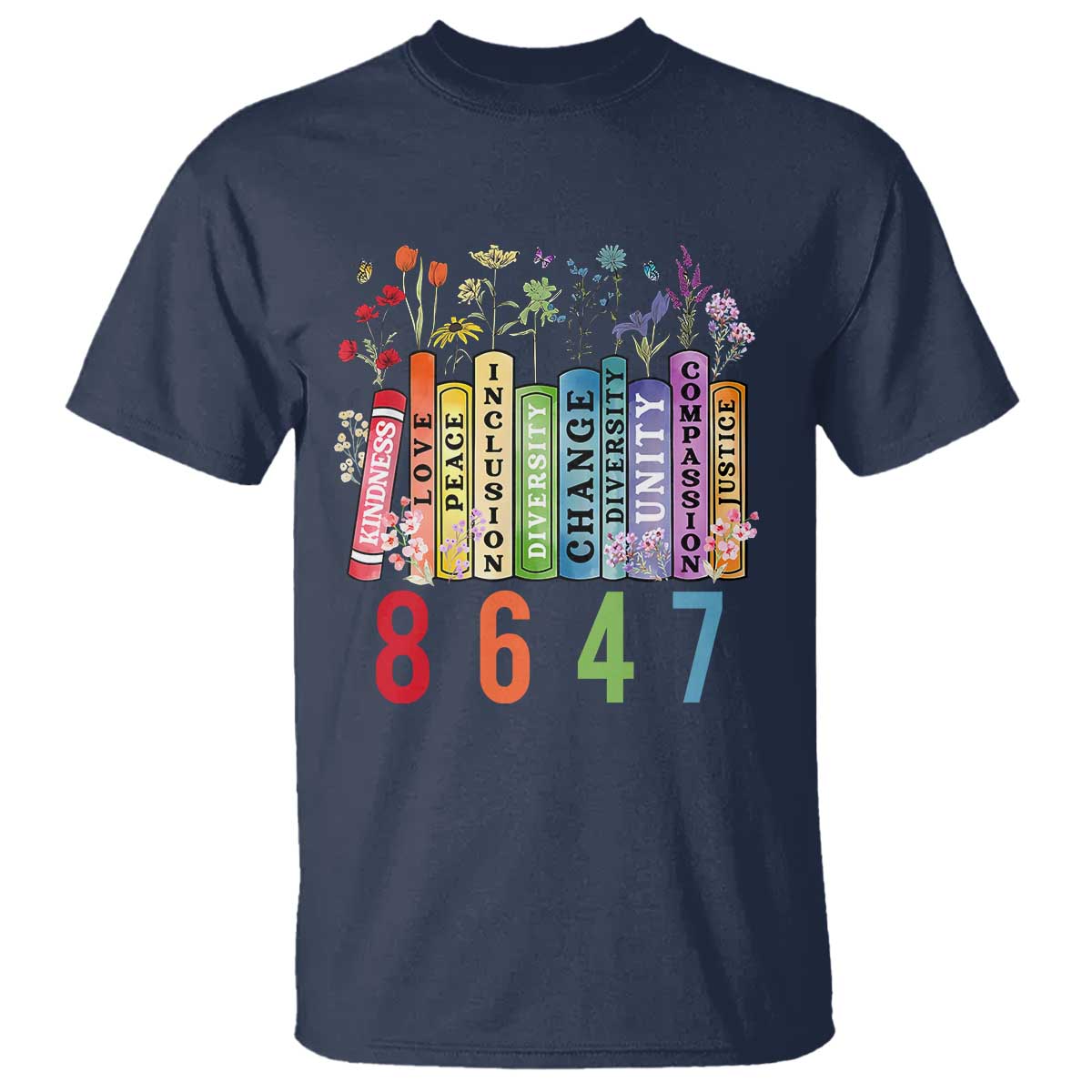 Retro 8647 T Shirt Equal Rights Book Flower Feminist Women Rights