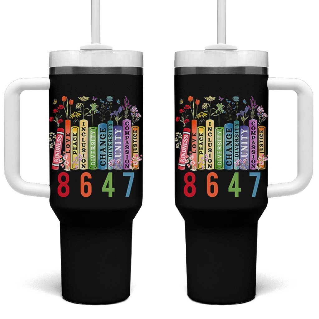 Retro 8647 Tumbler With Handle Equal Rights Book Flower Feminist Women Rights