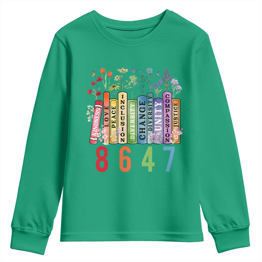 Retro 8647 Youth Sweatshirt Equal Rights Book Flower Feminist Women Rights
