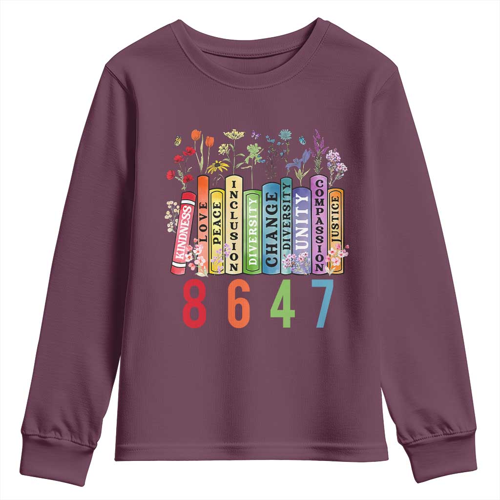 Retro 8647 Youth Sweatshirt Equal Rights Book Flower Feminist Women Rights