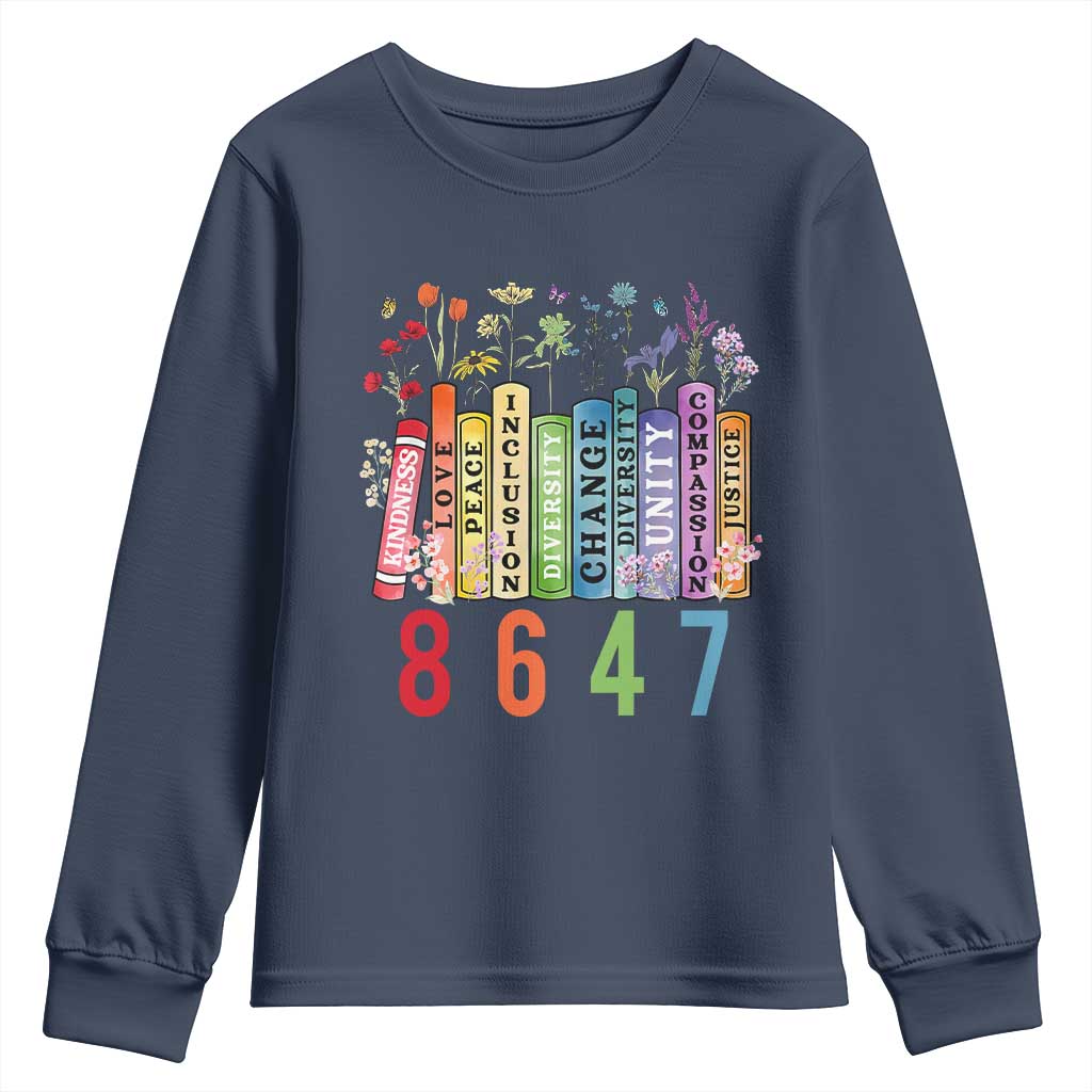 Retro 8647 Youth Sweatshirt Equal Rights Book Flower Feminist Women Rights