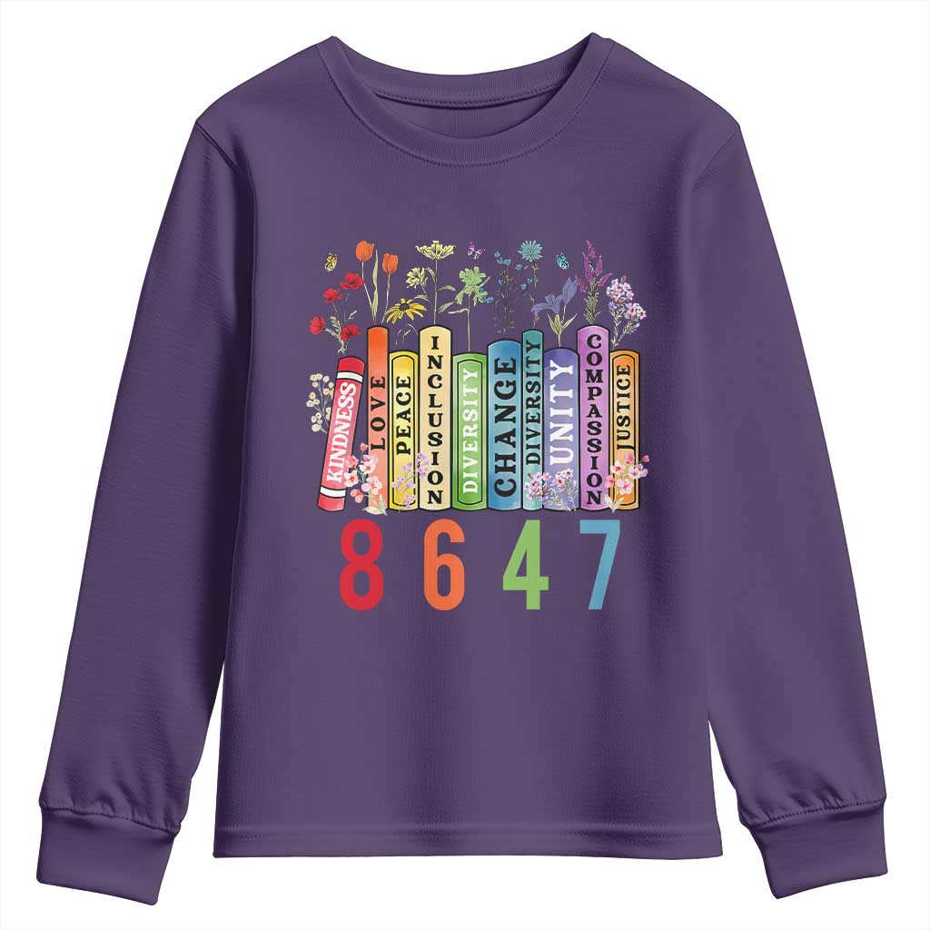 Retro 8647 Youth Sweatshirt Equal Rights Book Flower Feminist Women Rights