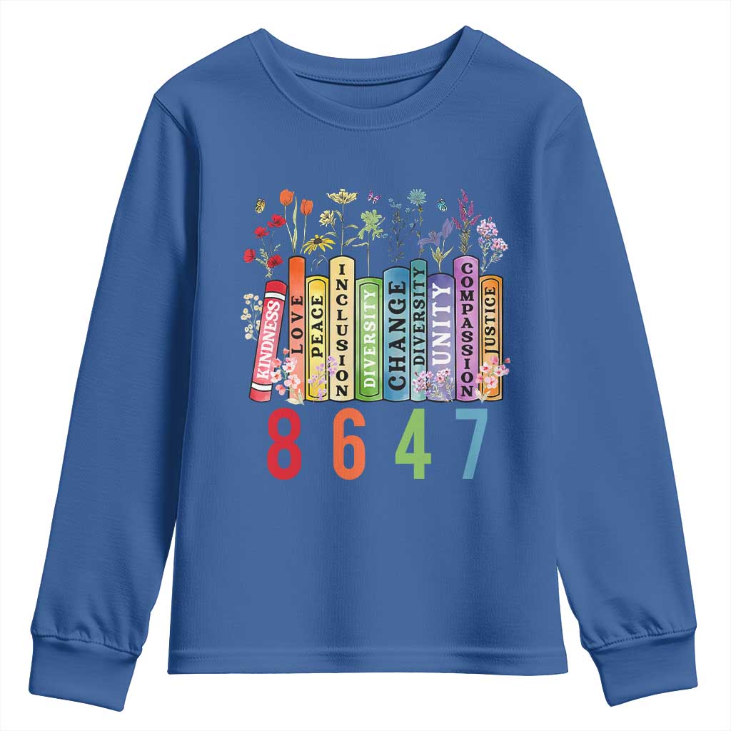 Retro 8647 Youth Sweatshirt Equal Rights Book Flower Feminist Women Rights