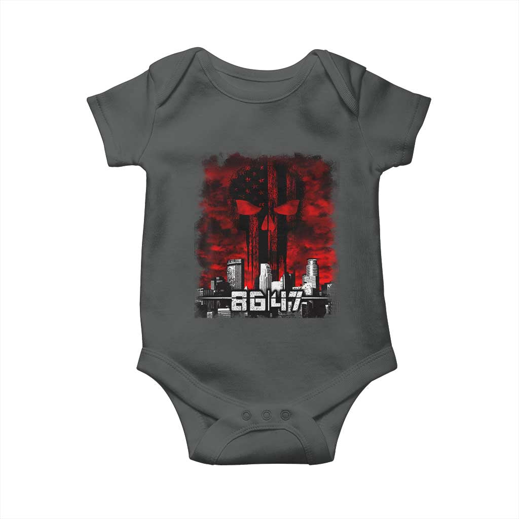 Retro 8647 Baby Onesie Vintage USA American Flag Skull