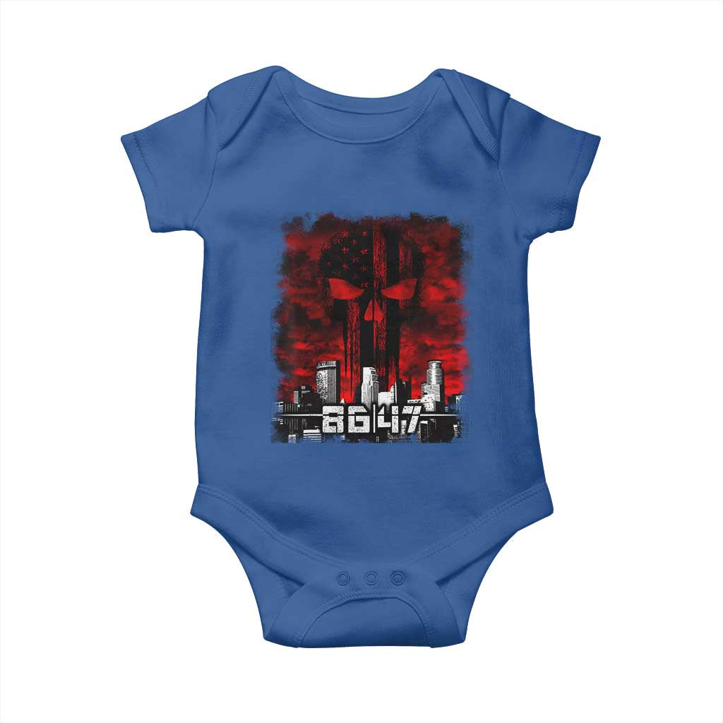 Retro 8647 Baby Onesie Vintage USA American Flag Skull