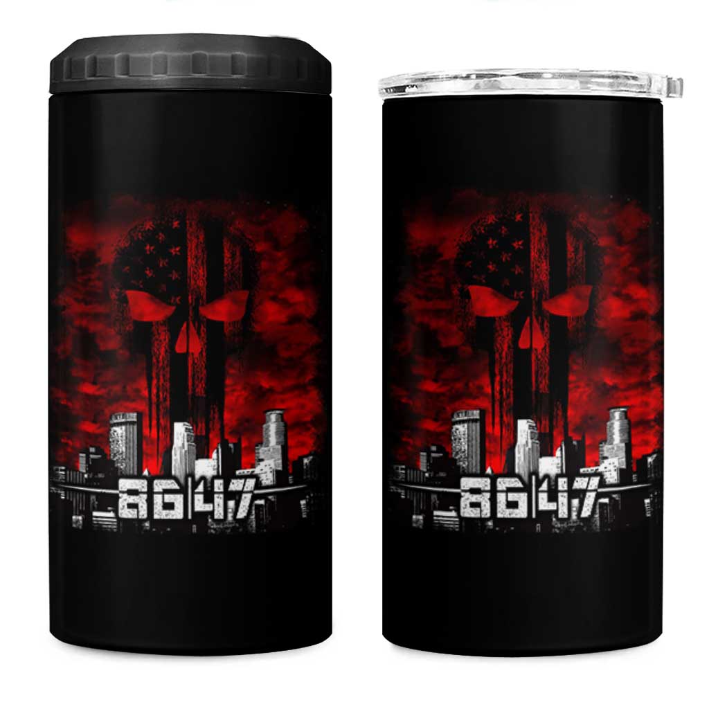 Retro 8647 4 in 1 Can Cooler Tumbler Vintage USA American Flag Skull