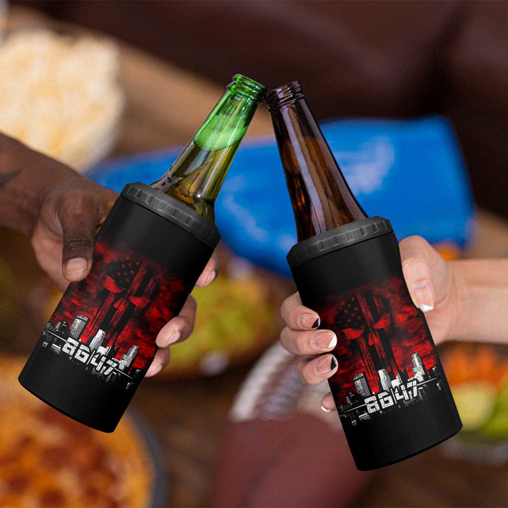 Retro 8647 4 in 1 Can Cooler Tumbler Vintage USA American Flag Skull