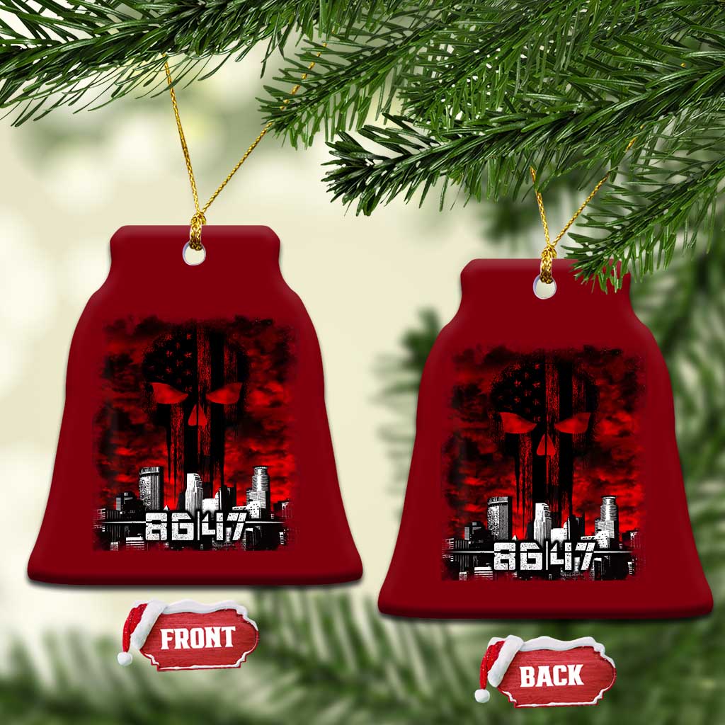 Retro 8647 Ceramic Ornament Vintage USA American Flag Skull - Wonder Print Shop