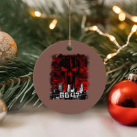 Retro 8647 Ceramic Ornament Vintage USA American Flag Skull - Wonder Print Shop