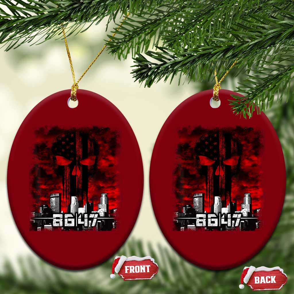 Retro 8647 Ceramic Ornament Vintage USA American Flag Skull - Wonder Print Shop