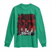 Retro 8647 Long Sleeve Shirt Vintage USA American Flag Skull