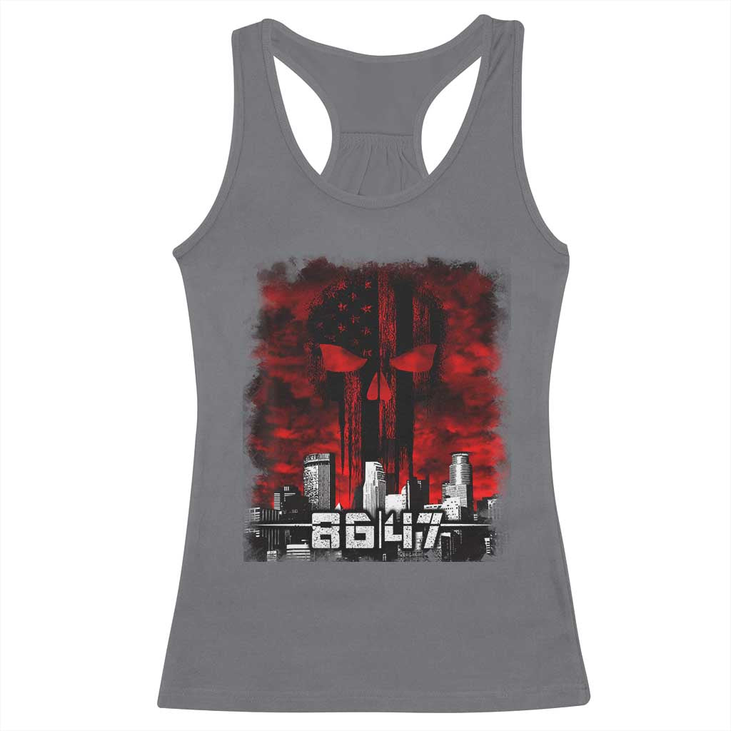 Retro 8647 Racerback Tank Top Vintage USA American Flag Skull