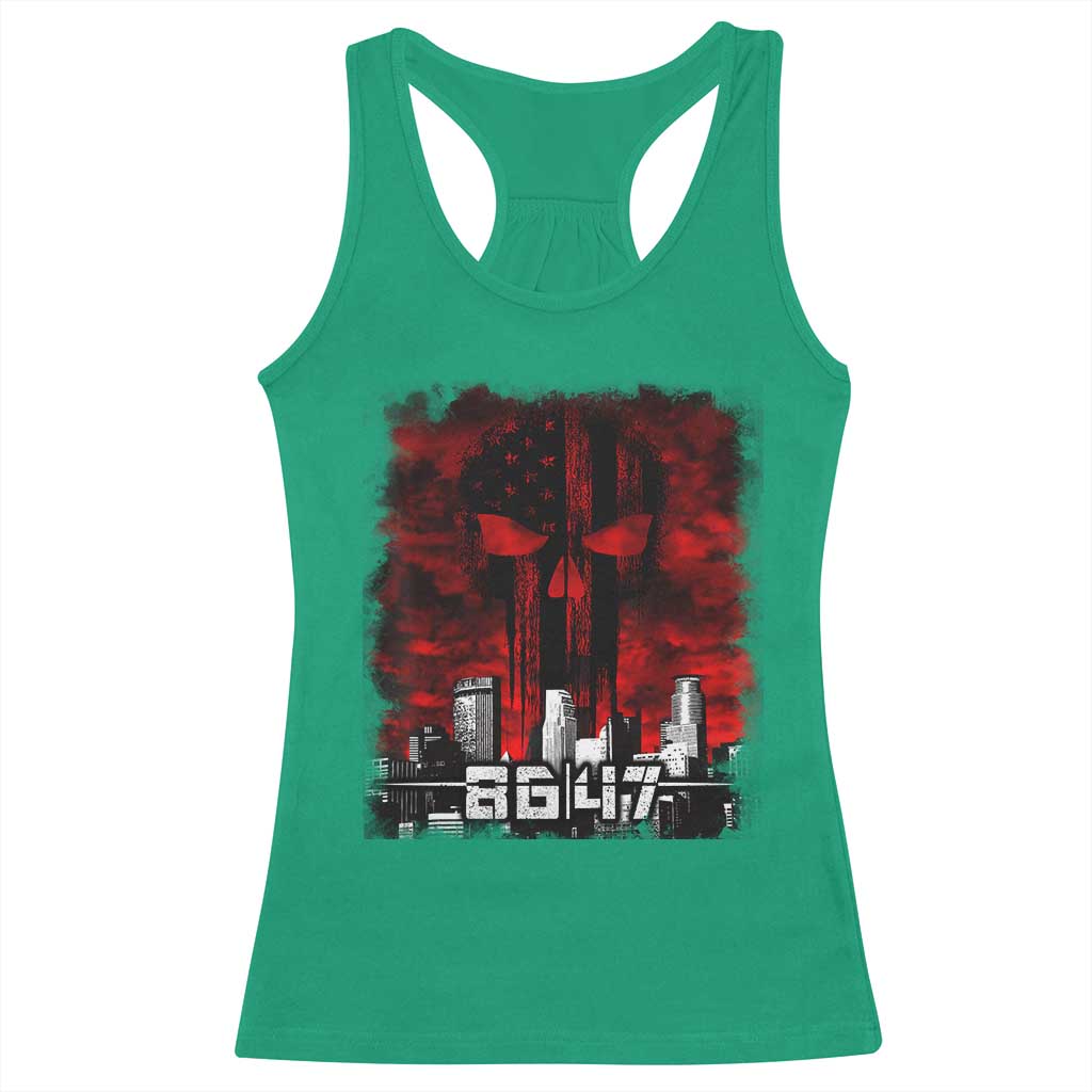 Retro 8647 Racerback Tank Top Vintage USA American Flag Skull