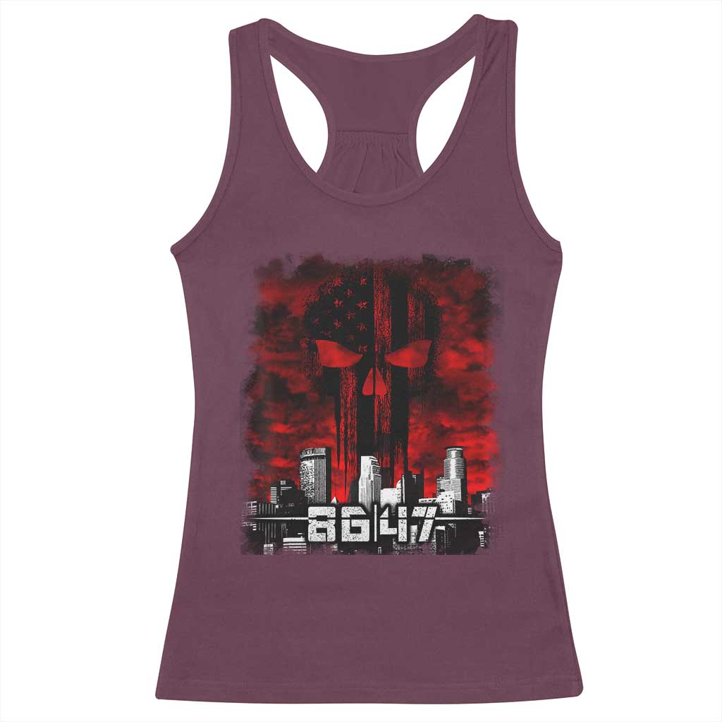 Retro 8647 Racerback Tank Top Vintage USA American Flag Skull