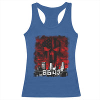 Retro 8647 Racerback Tank Top Vintage USA American Flag Skull