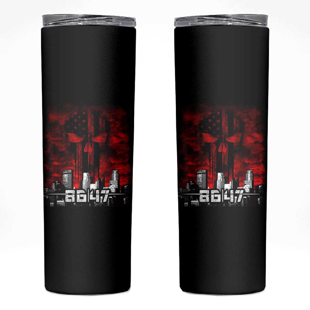 Retro 8647 Skinny Tumbler Vintage USA American Flag Skull