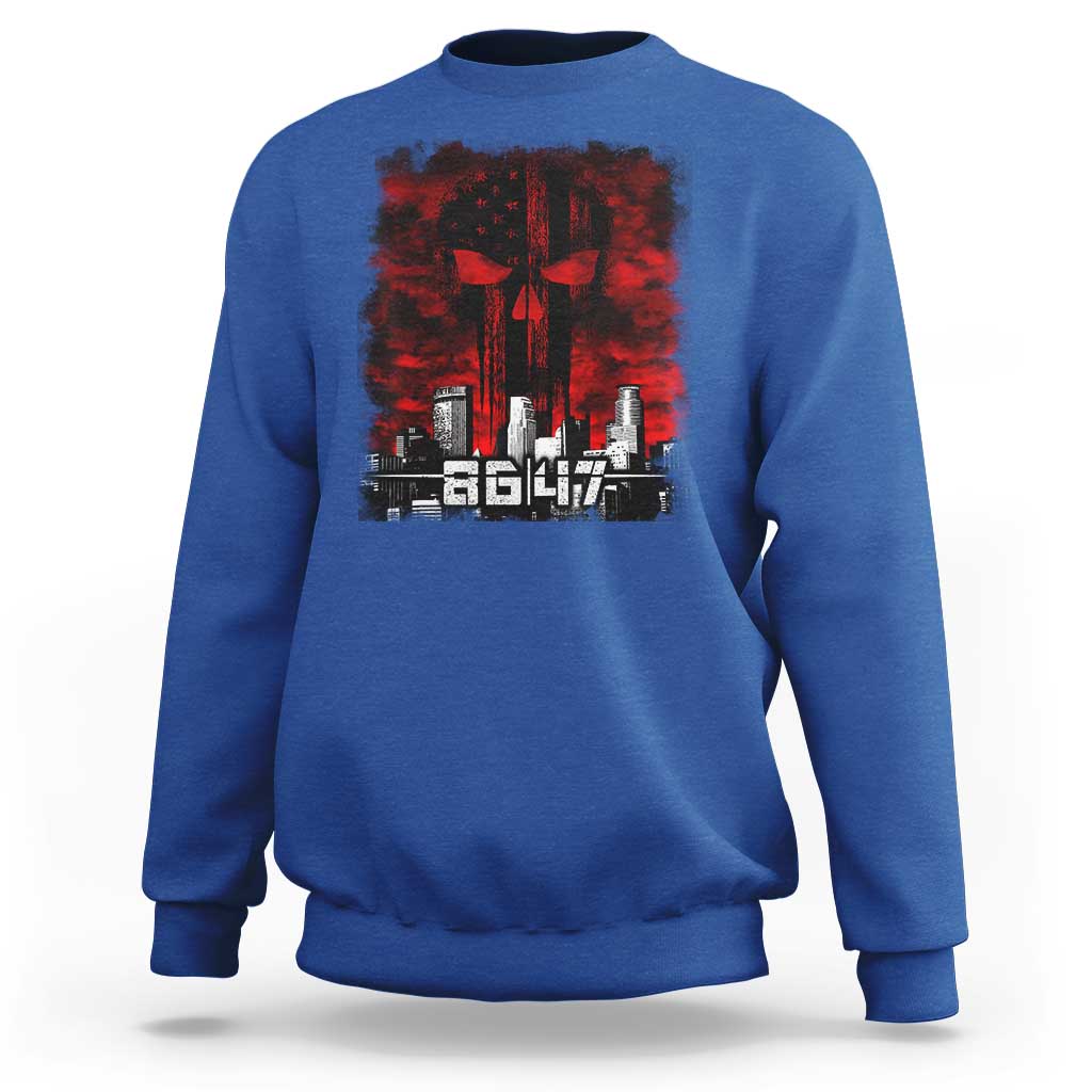 Retro 8647 Sweatshirt Vintage USA American Flag Skull