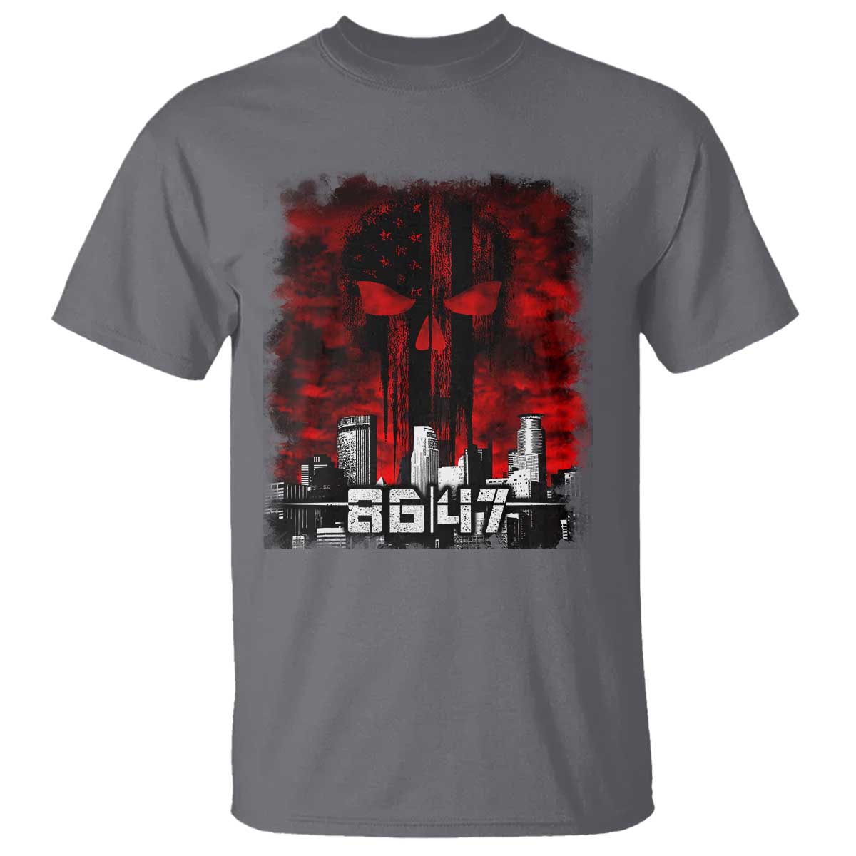 Retro 8647 T Shirt Vintage USA American Flag Skull