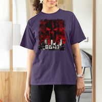 Retro 8647 T Shirt For Women Vintage USA American Flag Skull