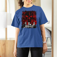 Retro 8647 T Shirt For Women Vintage USA American Flag Skull