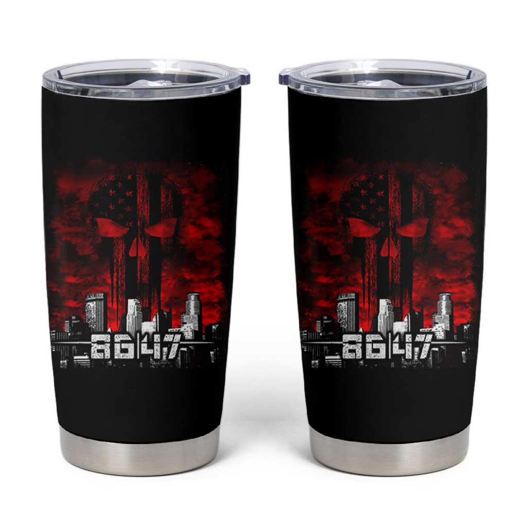 Retro 8647 Tumbler Cup Vintage USA American Flag Skull